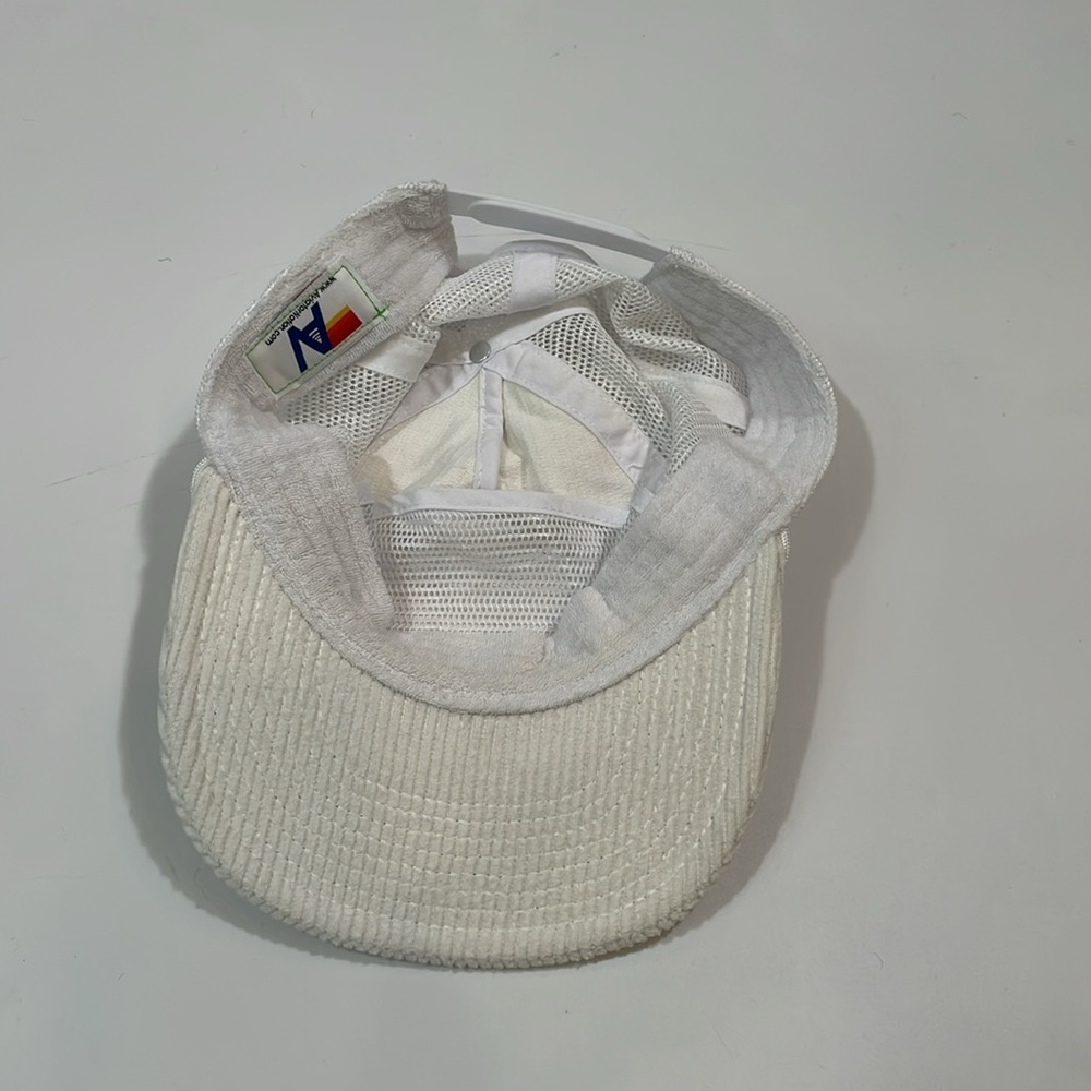 AVIATOR NATION WHITE CORDUROY SMILEY PATCH MESH TRUCKER HAT O/S EUC - Picture 7 of 8